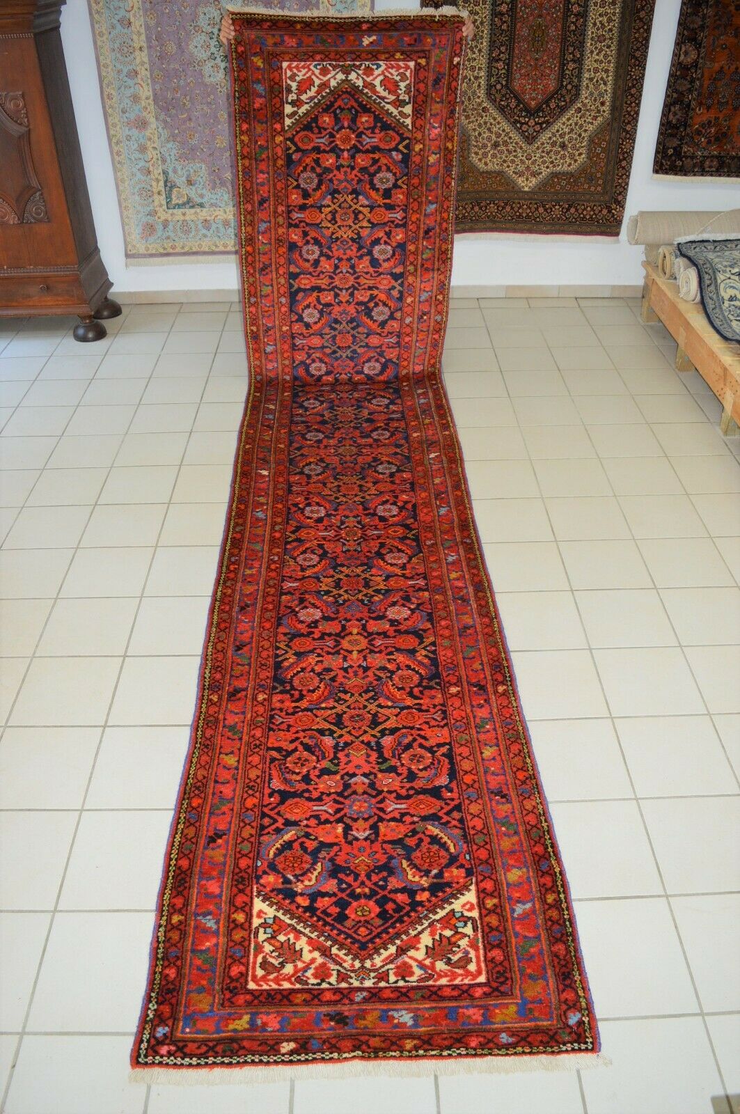 Antik! Malayer Läufer 522x102 Rug Carpet Tapis Herati Mahi Perser Orientteppich