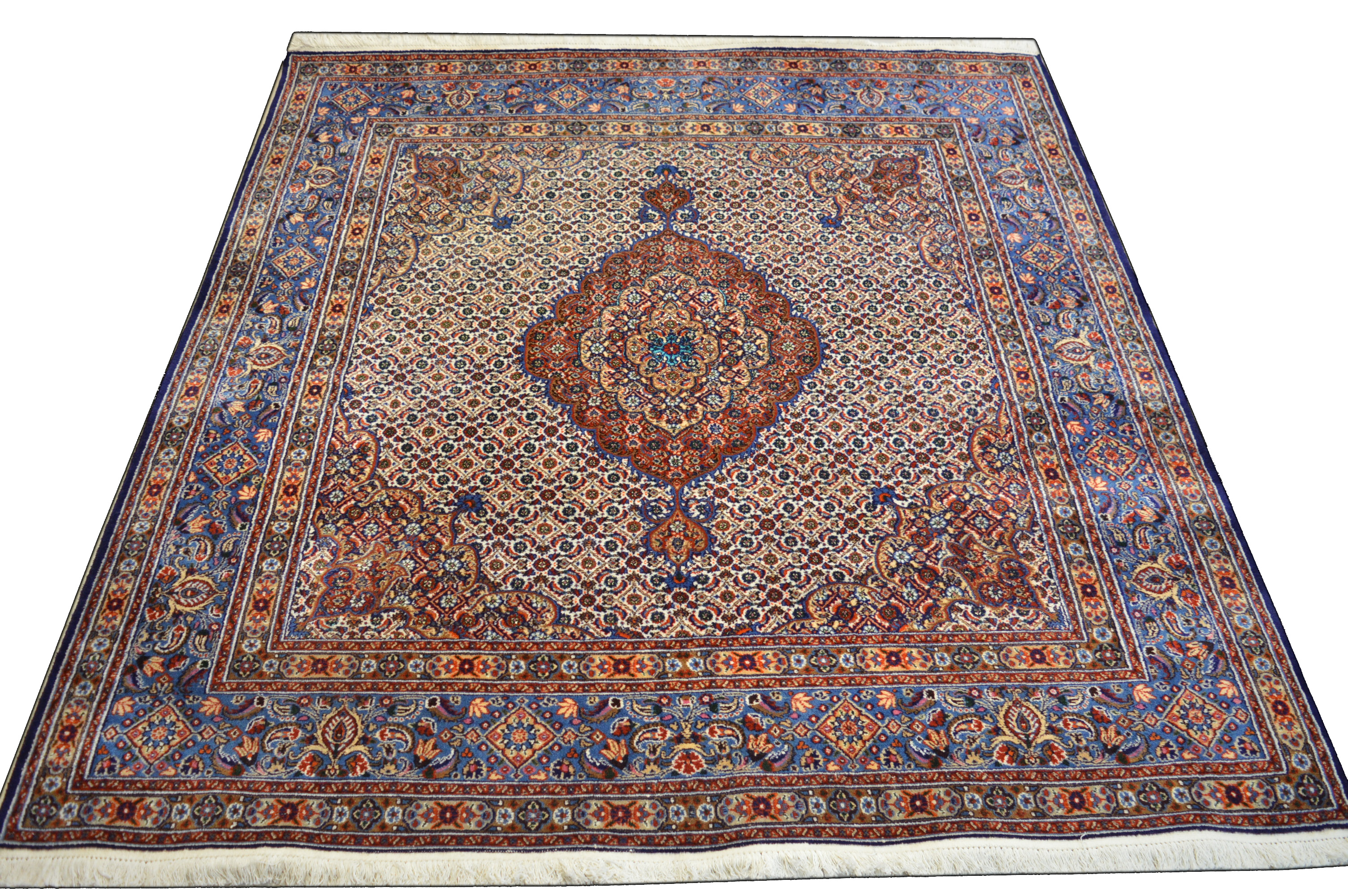 Moud mit Seide 198x195 Mud Herati Mahi Rug Carpet Silk Perser Orientteppich