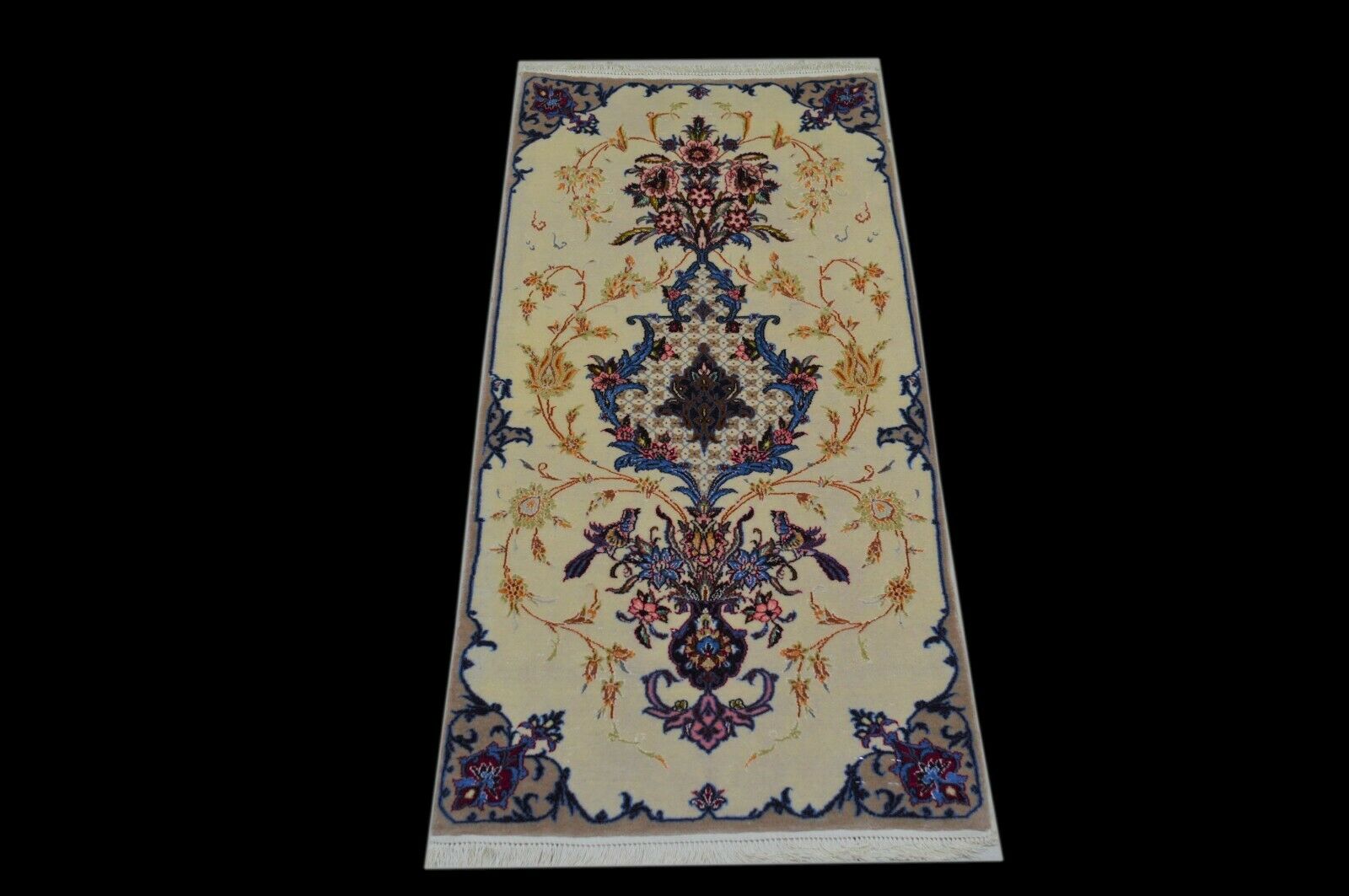 Neu Isfahan 120x60 Esfahan Seide Paar Bettumrandung Silk Perser Orientteppich