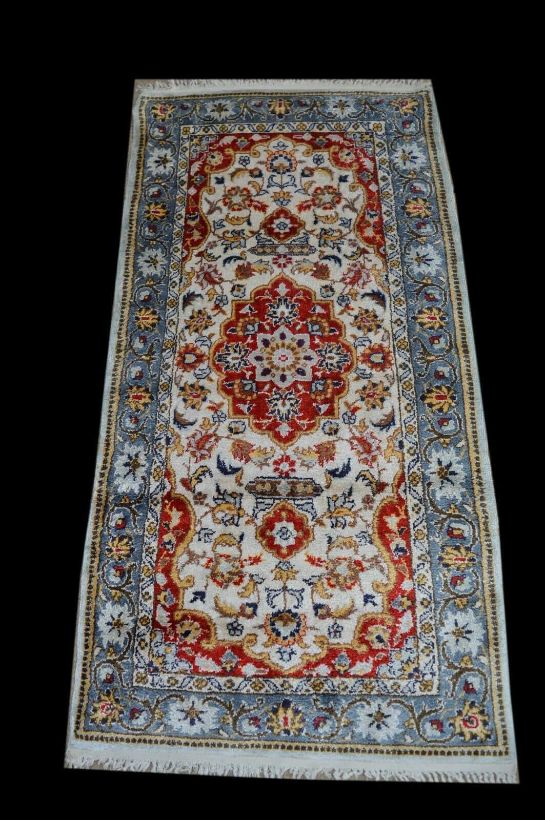 Keshan mit Seide 90x46 Kashan Isfahan Silk Rug Carpet Perser Orientteppich