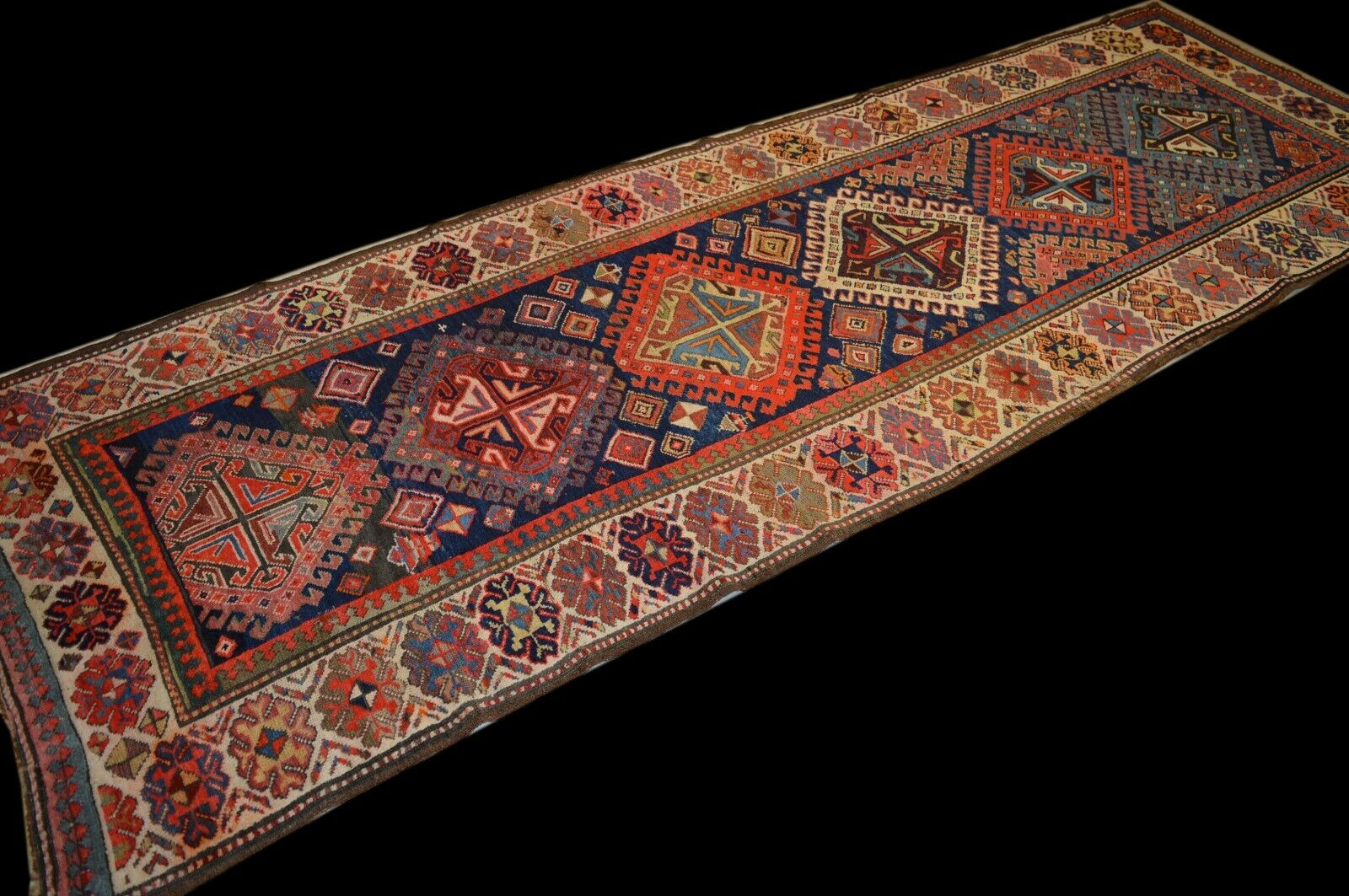 Antik! Kazak 375x122 Schulaver um 1880 Karabagh Kuba Baku Rug Carpet Perser