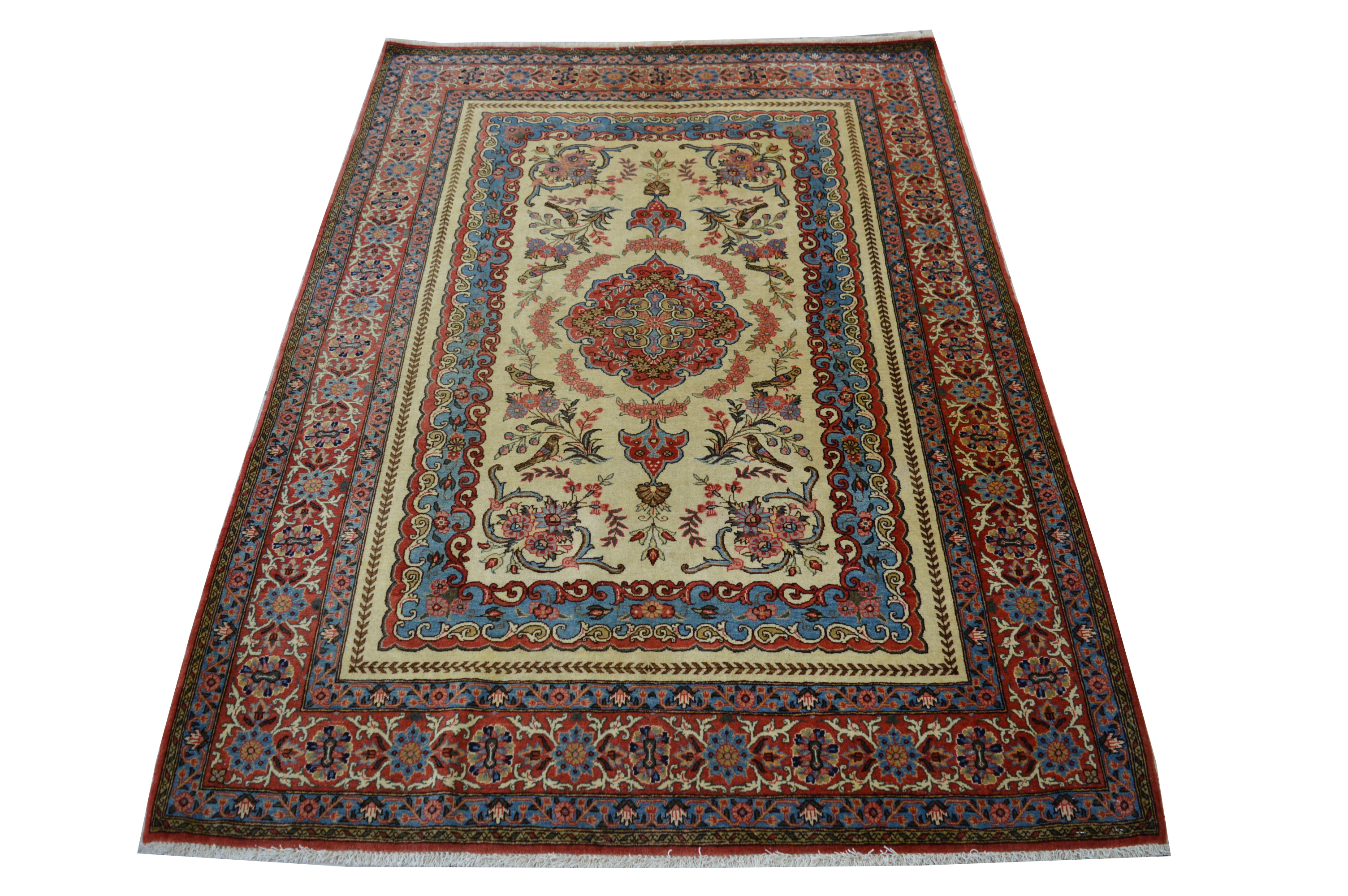 Antik! Ghom 200x140 Qom Qum Medaillon Rug Carpet Tapis Perser Orientteppich
