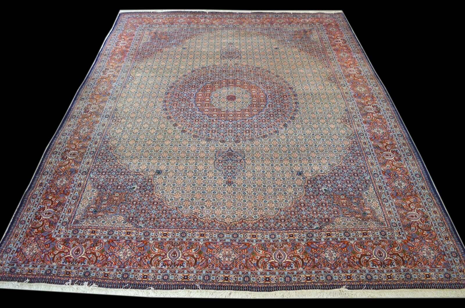 Moud mit Seide 400x306 Mud Herati Mahi Rug Carpet Silk Perser Orientteppich